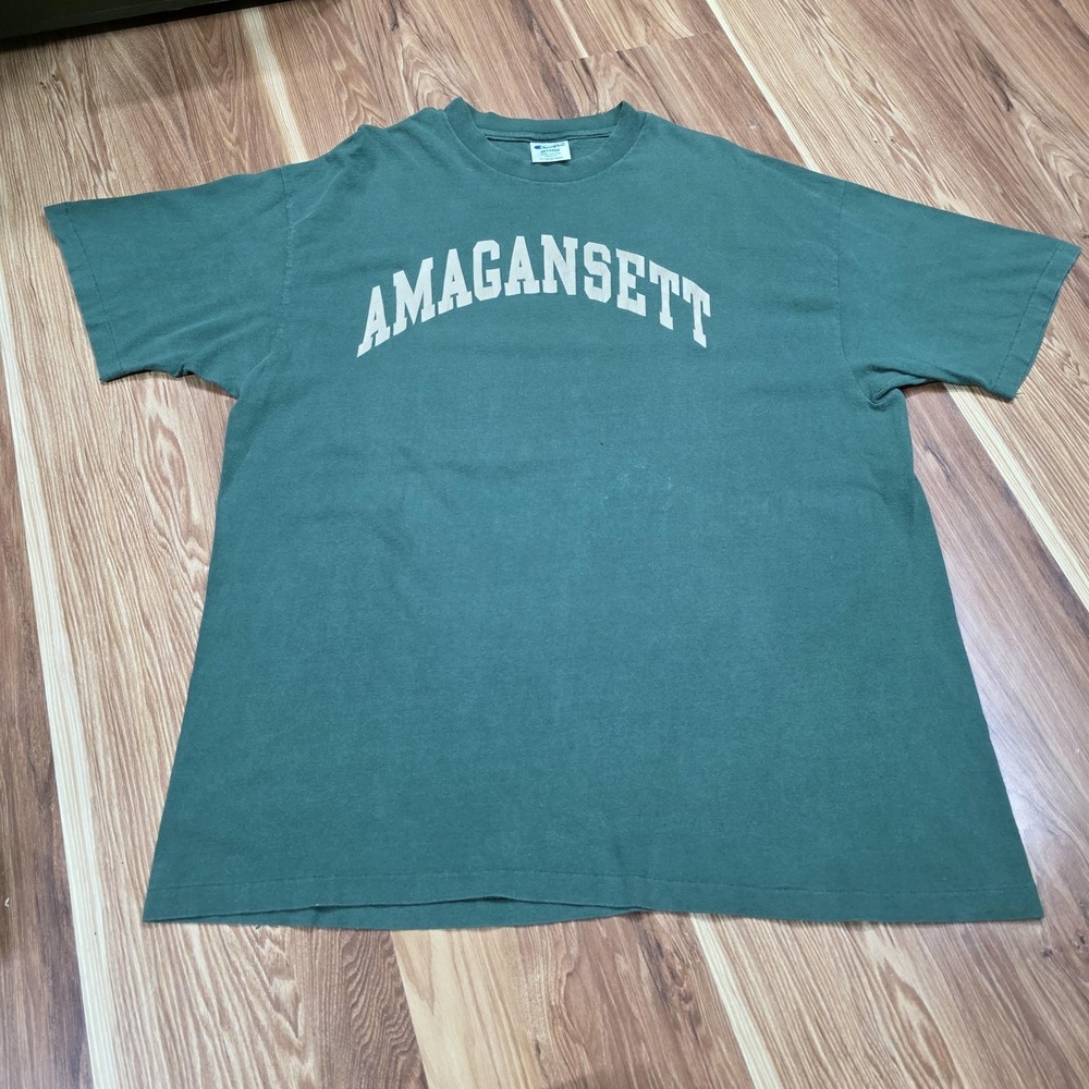 Vintage Amagansett Shirt Mens 2XL Green Champion Made USA‎ College Graphic Tee